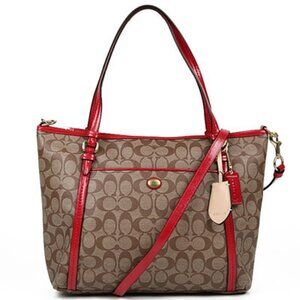 Coach Peyton Signature Monogram Pocket Tote
